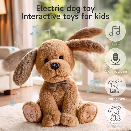 Sander Shop Elektronisch Pluche Speelgoed Hond voor Kinderen, Zacht Elektronisch Huisdier Uitwaaierende Oren Zingen, Herhaal Wat Je Zeggen Interactief Pluche Speelgoed Hond voor Kinderen 3 4 5 6 7+ Jaar van Sander Shop — afbeelding 5