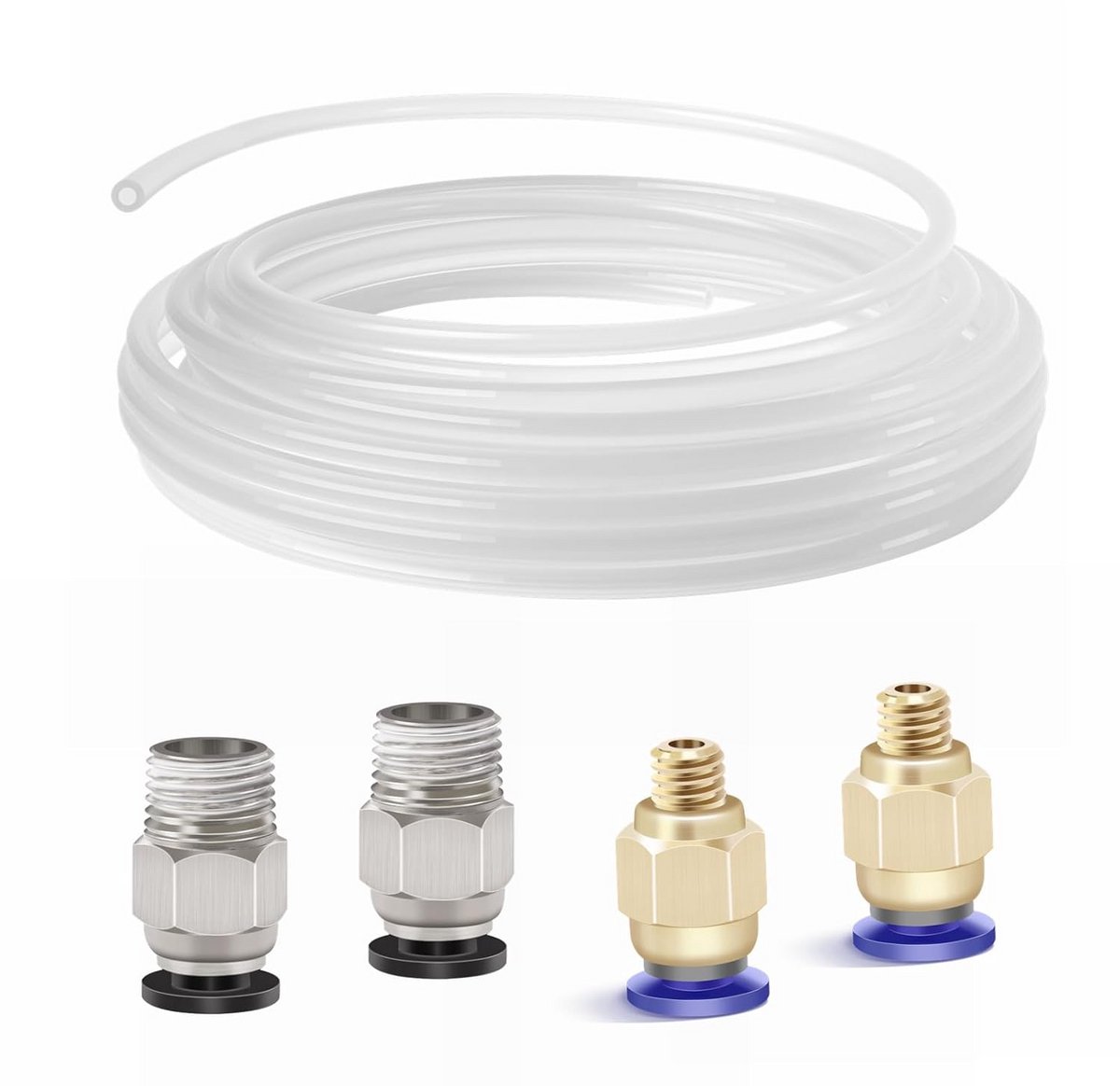 PTFE Buis voor 3D Printer Filament (1.75mm) - 4 Meter Teflon Slang met Connectoren