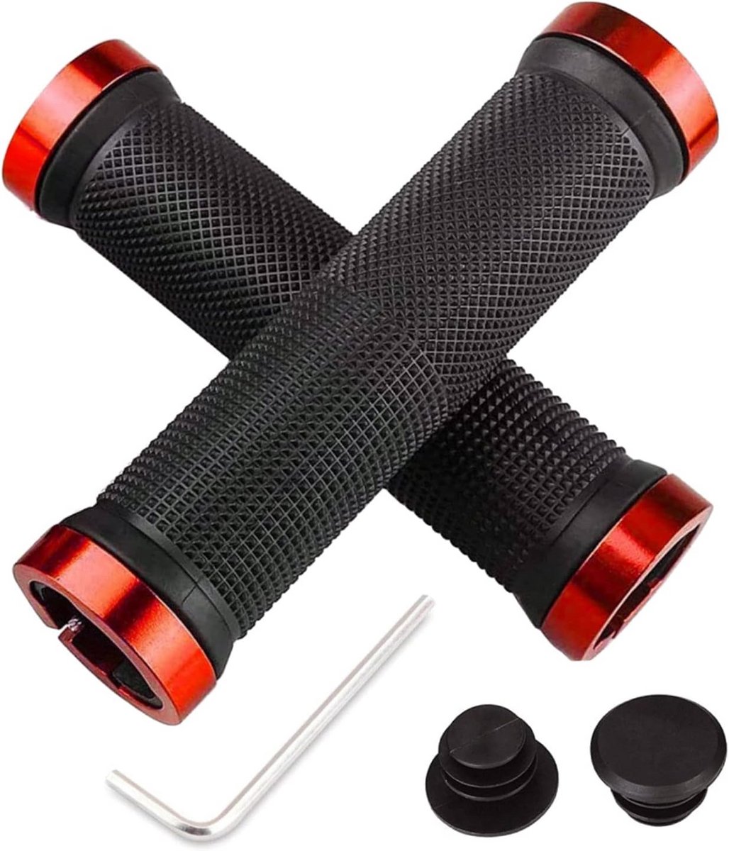 Ergonomische Fietshandgrepen met Antislip Rubber en Aluminium Eindkappen voor MTB en BMX