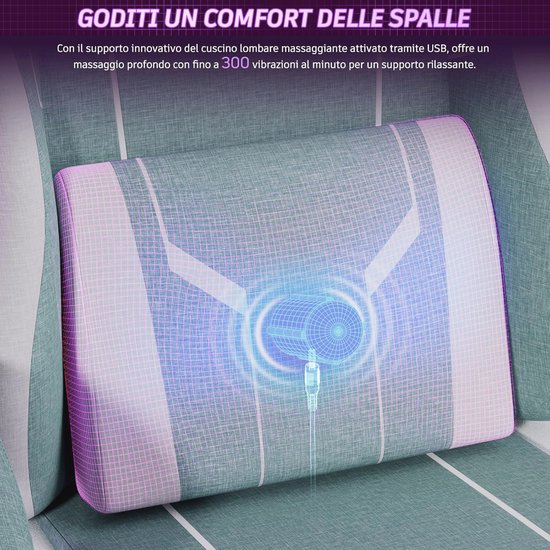 Gamingstoel met Massagefunctie en Voetensteun - Comfortabele Gamingstoel met Verstelbare Rugleuning — afbeelding 4