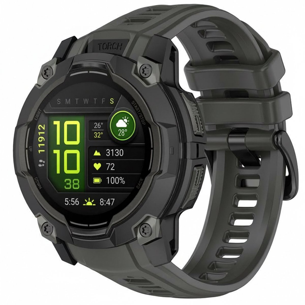 Siliconen bandje - geschikt voor Garmin Instinct 3 Amoled / Solar 50mm - gespsluiting - grijs