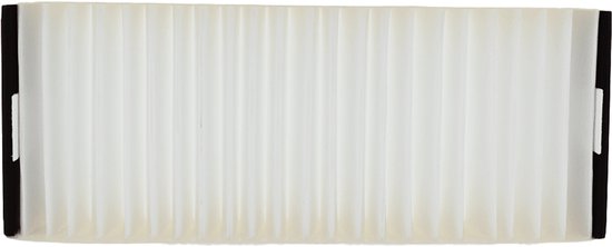 Wit plissatiefilter met zwarte zijkanten en handgrepen.