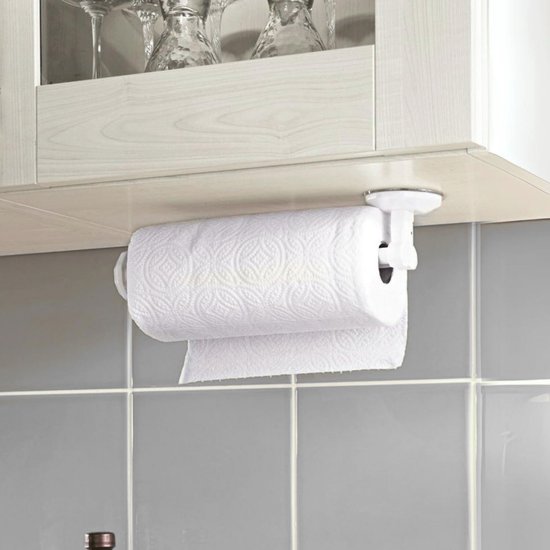 Newaner Keukenrolhouder voor aan de muur, ophangen zonder boren, 295 mm, zelfklevend of boren, keukenpapierhouder, space-aluminium, papierrolhouder voor keuken, badkamer, kasten, verticaal of horizontaal, zwart