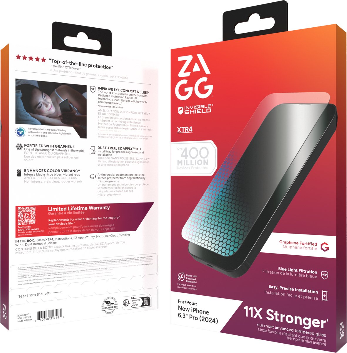 ZAGG InvisibleShield Glass XTR4 Blue Light Screen Protector Geschikt voor Apple iPhone 16 Pro