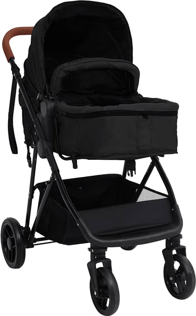vidaXL - Kinderwagen - 3-in-1 - staal - antracietkleurig - afbeelding 3