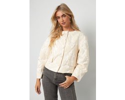 Jacquard Dames Jacket – Kort Luxe Jasje met Bloemreliëf