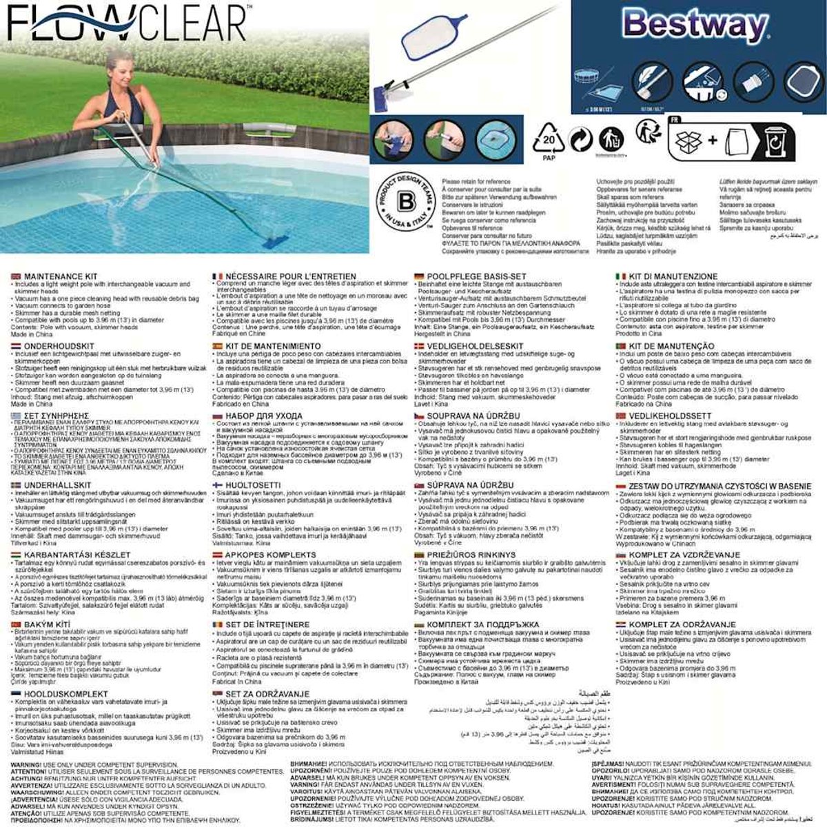 Bestway Flowclear onderhoudsset voor bovengrondse zwembaden