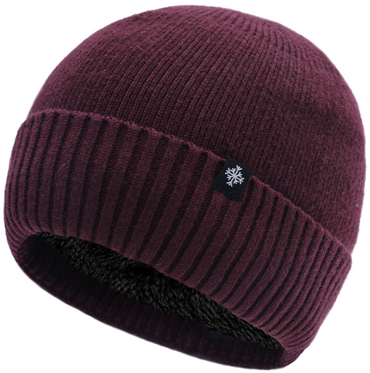 Winter Beanie Muts Heren Dames – Gebreide Muts met Fleece Voering – One Size –Rood