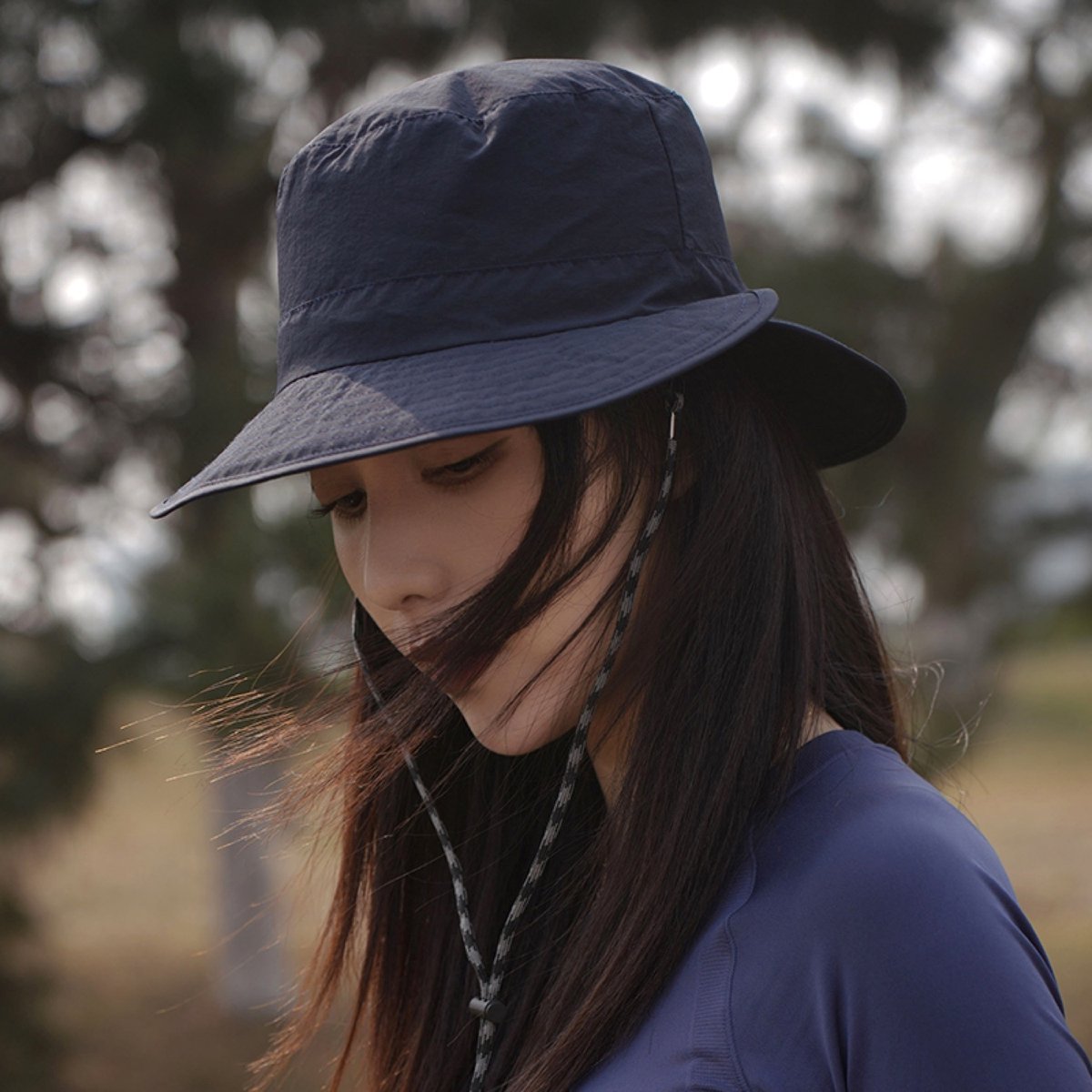 Bucket Hat Dames, Zonnehoed, Cowboyhoed, One Size, Verstelbare Maat 53-59 cm - Blauw