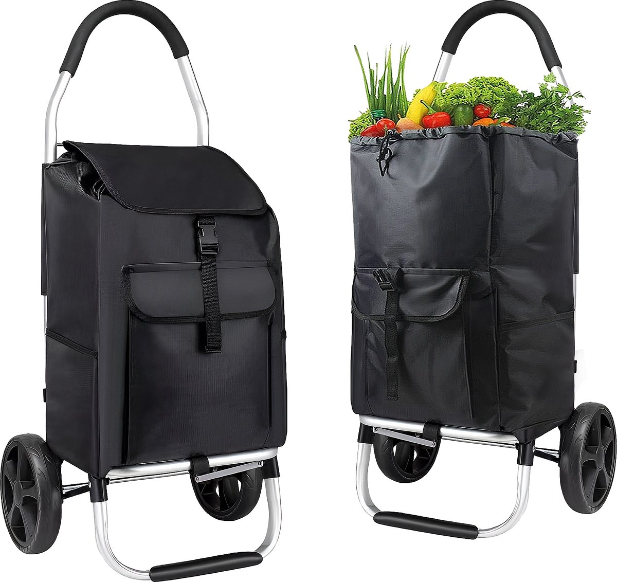 Boodschappentrolley 30L Lichtgewicht – Boodschappenkar met Grote Wielen 21cm – Opvouwbaar en Waterdicht – Aluminium Frame – IN-HOMEXL Siena