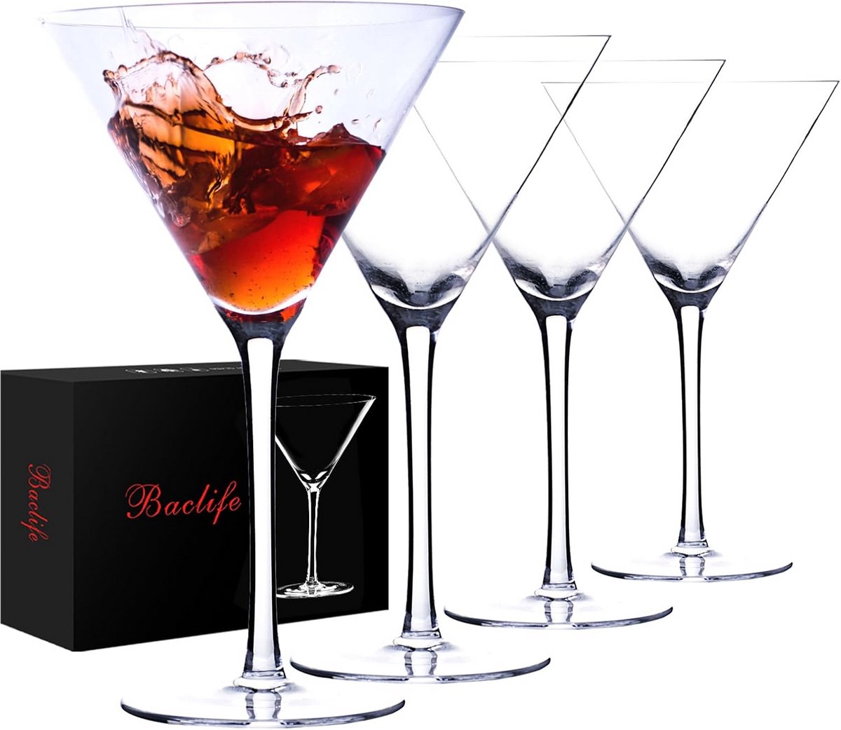 Set van 4 Luxe Coupe Cocktailglazen - Handgeblazen Kristal voor Martini en Meer