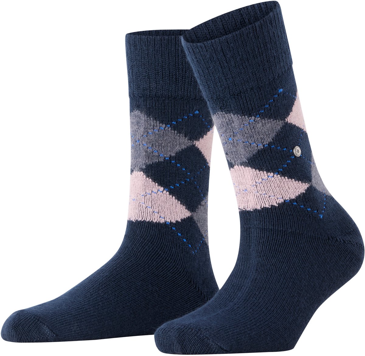 Burlington Whitby gedessineerd materiaal sokken dames blauw - maat 36-41