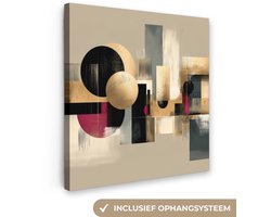 Canvas schilderij 20x20 cm - Exclusieve wanddecoratie Abstract - Vormen - Beige - Texturen - Muurdecoratie woonkamer - Slaapkamer decoratie - Kamer accessoires - Schilderijen op canvas