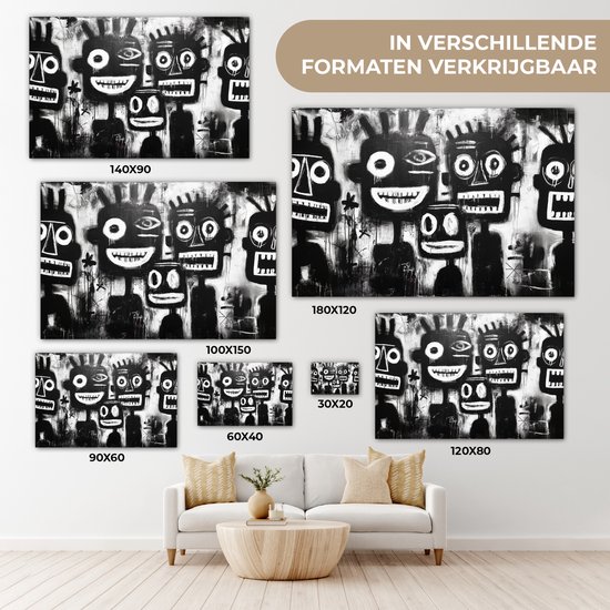 Tableau sur toile 120x80 cm - Décoration murale exclusive Tableau - Figures - Zwart - Abstrait - Décoration murale salon - Décoration chambre à coucher - Accessoires de chambre - Tableaux sur toile
