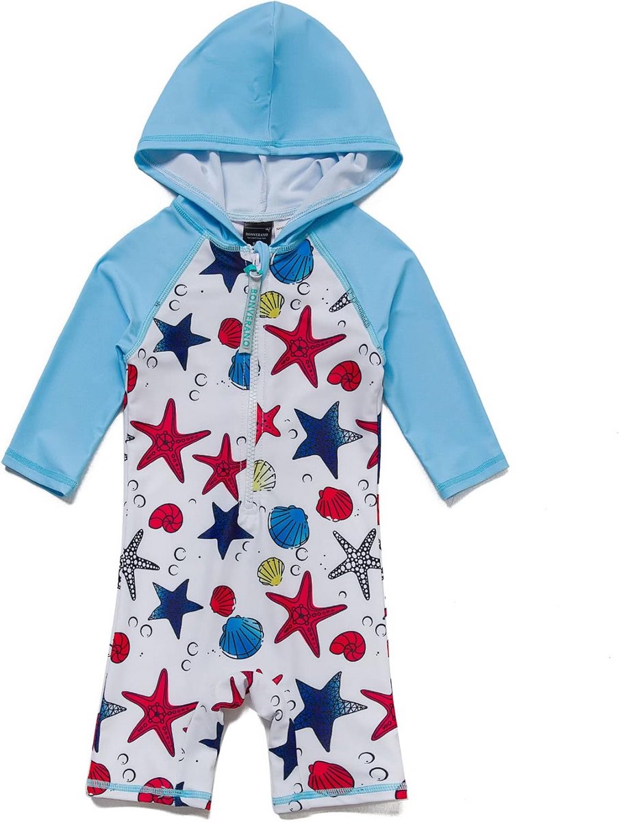 Babybadpak jongens met capuchon en lange mouwen UPF50+