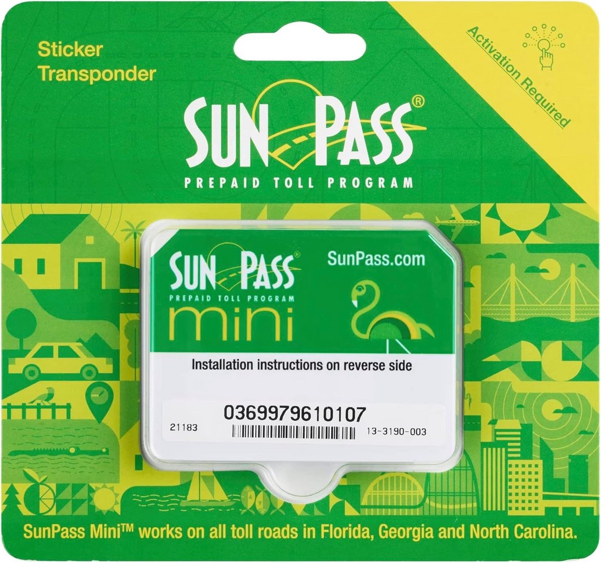 Pre-Paid Toll Sticker voor Florida - Compacte Mini Sticker met Registratiehouder