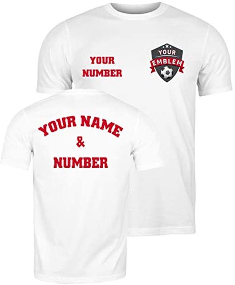 Gepersonaliseerd Voetbal T-shirt voor Mannen met Embleem en Naam