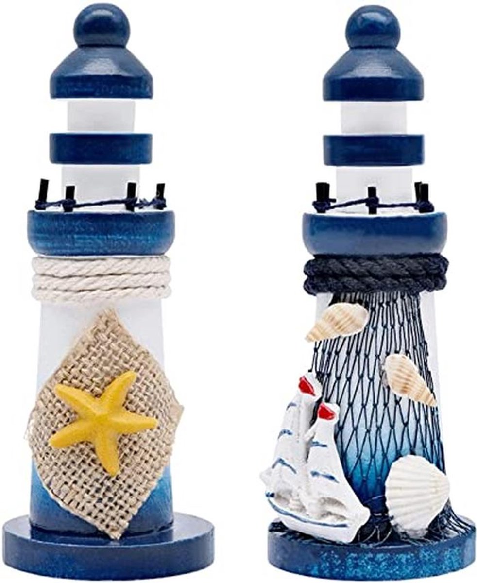 Mini houten vuurtorens - Nautische decoratie en mediterrane ornamenten