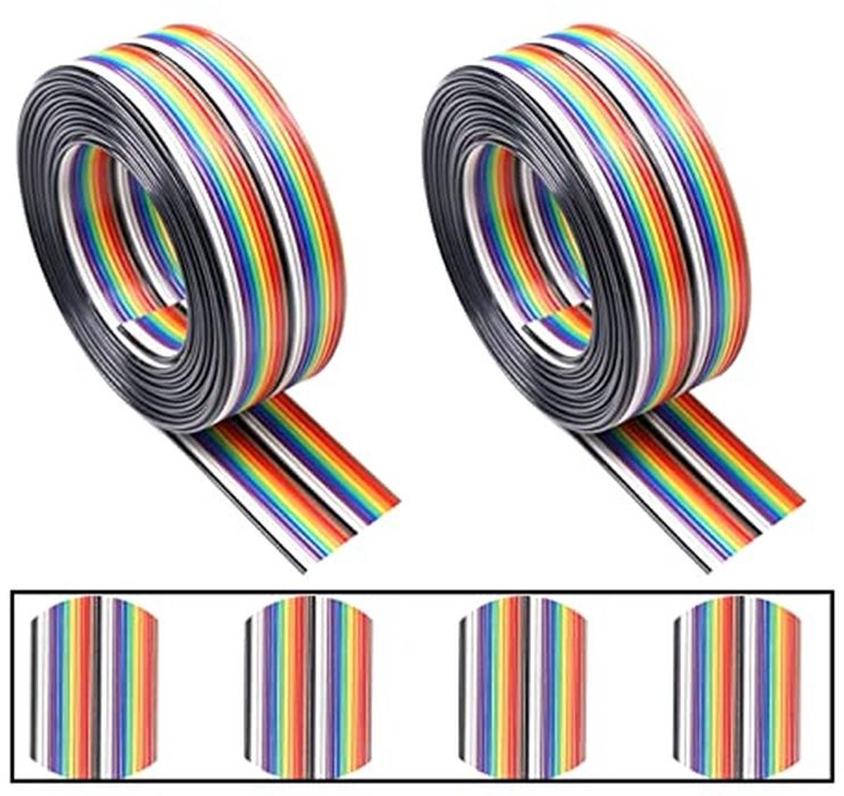 Kleurrijke Lintkabel 2,54 mm Connectoren - 2 Rollen van 3 Meter