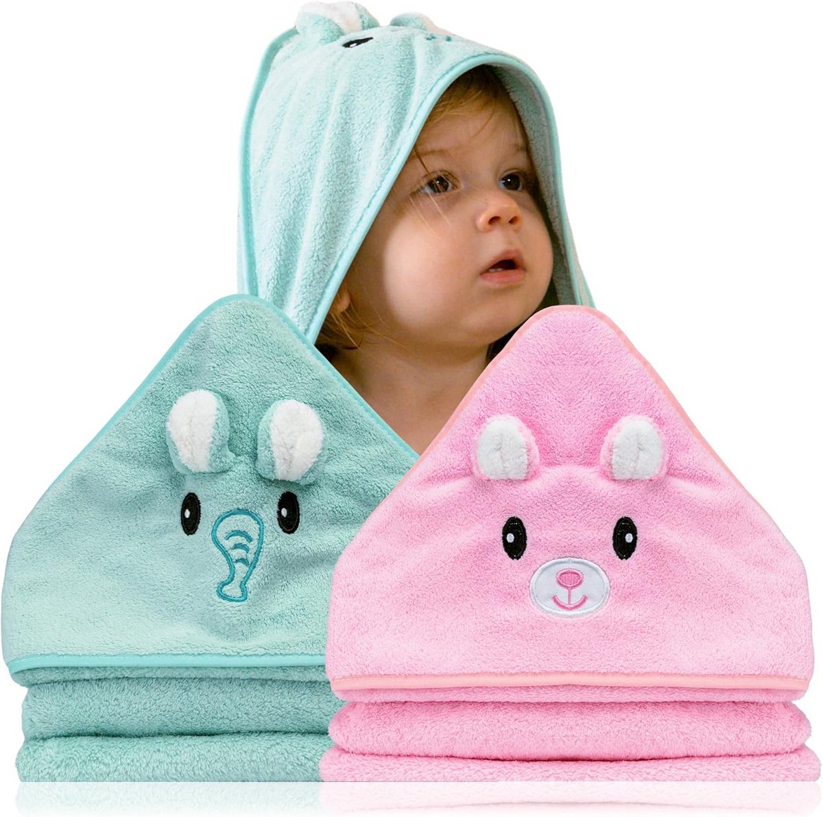 Babyhanddoeken met capuchon - 2 stuks - Perfect cadeau voor pasgeborenen en kinderen 0-3 jaar