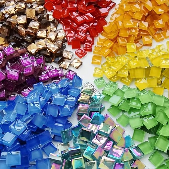 Carreaux de mosaïque de couleurs mélangées, 1000 g de carreaux de mosaïque en verre brillant à Carreaux de mosaïque de couleurs mélangées, 1000 g de carreaux de mosaïque en verre brillant à