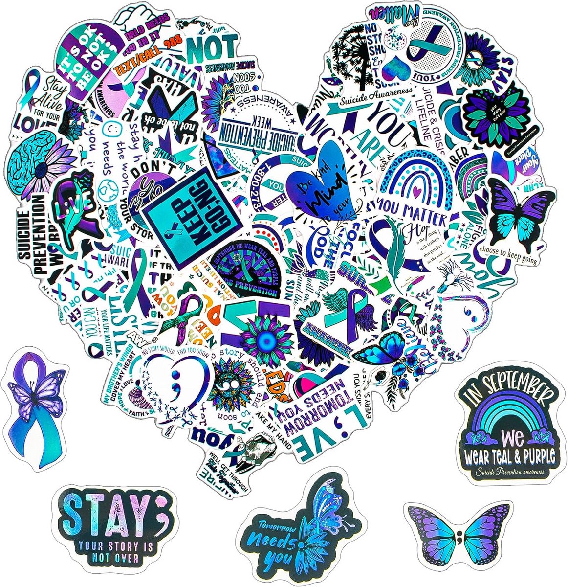100 Motivational Mental Health Stickers for Laptops and More