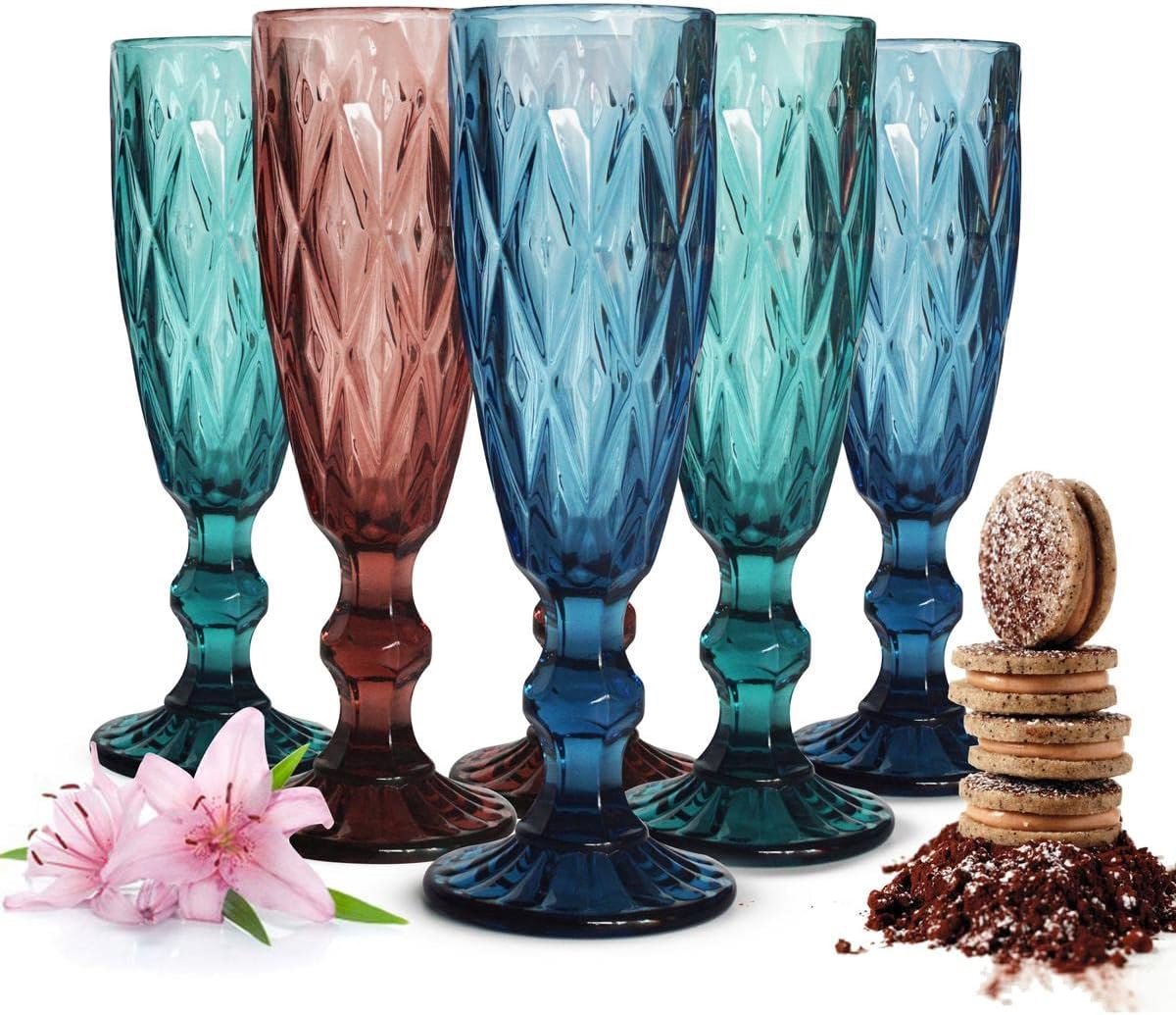 Kleurrijke Champagneglazen Set van 6 - 150 ml, Perfect voor Prosecco en Wijn