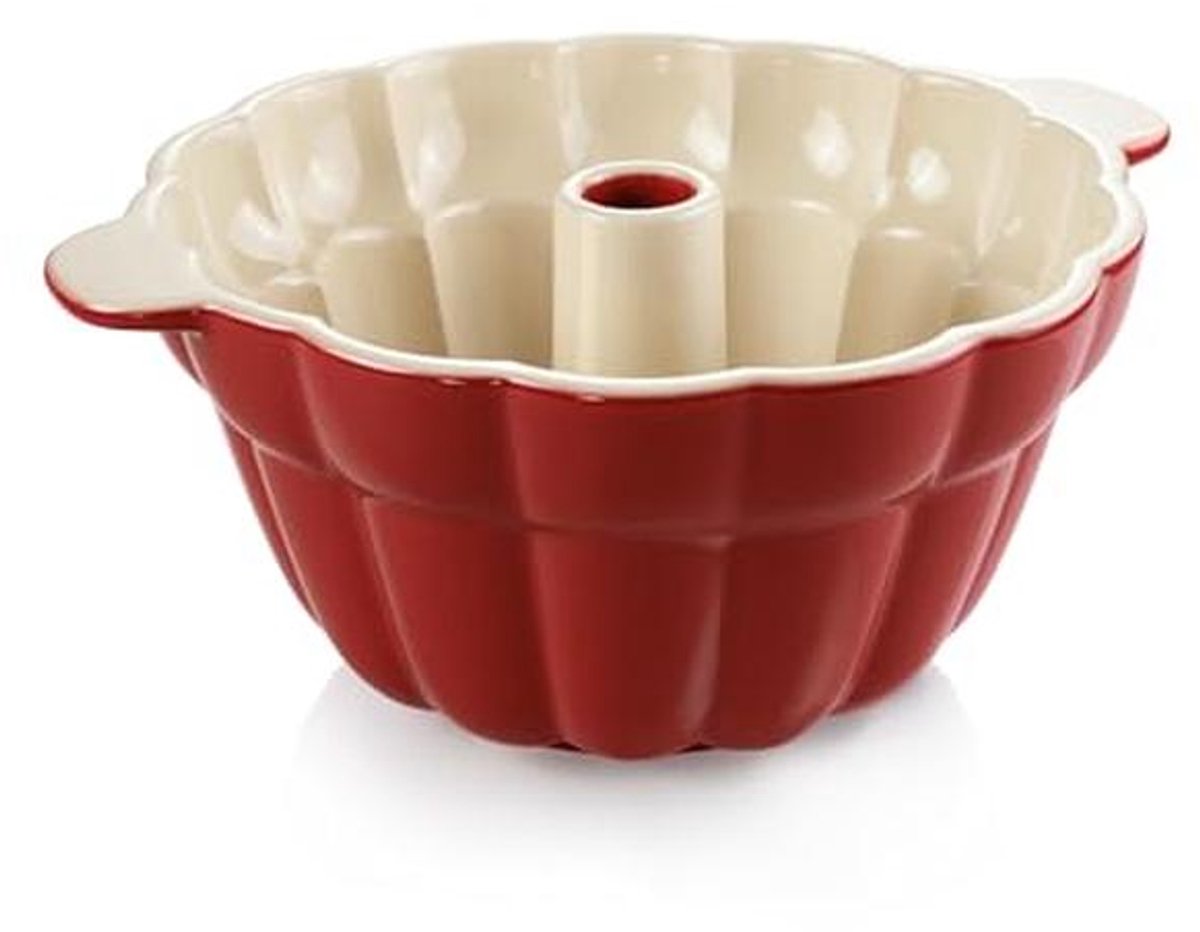 Keramische Donut Bakvorm 28,5 cm - Rood/Beige
