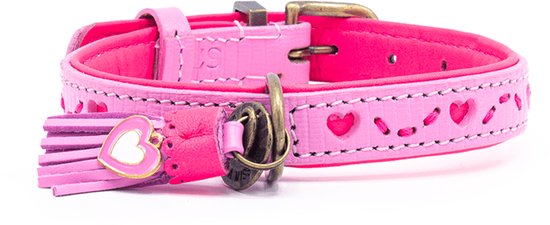 DWAM Dog with a Mission – Collier pour chien – Collier pour chien – Rose – XXS – Cuir – Tour de cou entre 19-24 x 2 cm – Sweety