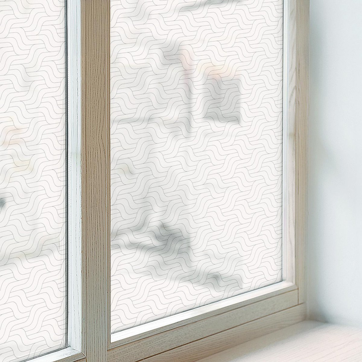 Coloray Privacy Folie Raam - Golvende lijnen Anti inkijk Folie - 50x100 cm - Wit Privacy Folie Raam - Raamfolie Tegen inkijk Glas in Lood - Voor de slaapkamer, woonkamer en kantoor - Raamfolie Zonwering