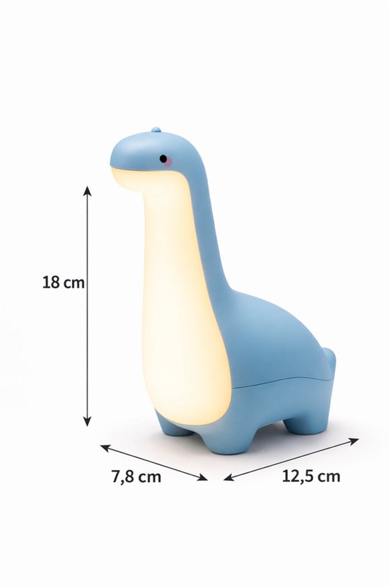 Nachtlamp - Dinosaurus Blauw - Touch Dimbaar - Warm Licht van Little Dreamz. — afbeelding 4