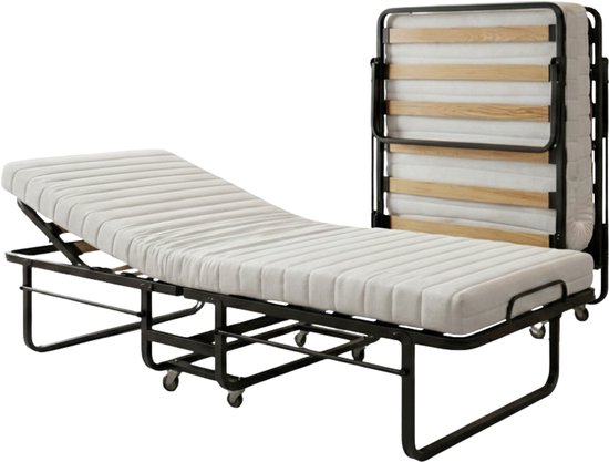 Sleepking - Lit pliant Sarah - Lit d'appoint 1 personne 90x200 - Lit pliant avec housse de protection - Tête de lit réglable