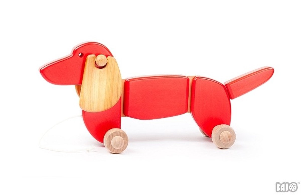 Bajo teckel speelgoed - Jamnik houten hond voor kinderen.