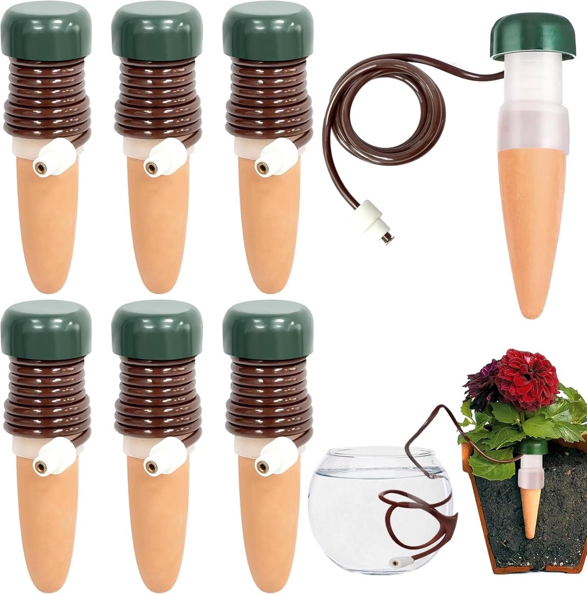 Pack of 6 Water Dispenser voor Binnenplanten - Irrigation Cones - Automatische Irrigatie voor Grotere Planten - Irrigatiesysteem voor Binnenplanten en Bloemen