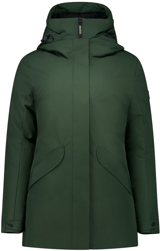 Groene Cars Jeans jas, voorkant. Met capuchon, rits en opgestikte zakken.