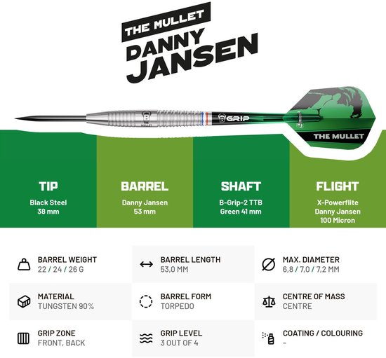 BULL'S Danny Jansen G2 90% - Dartpijlen van Bull's — afbeelding 3