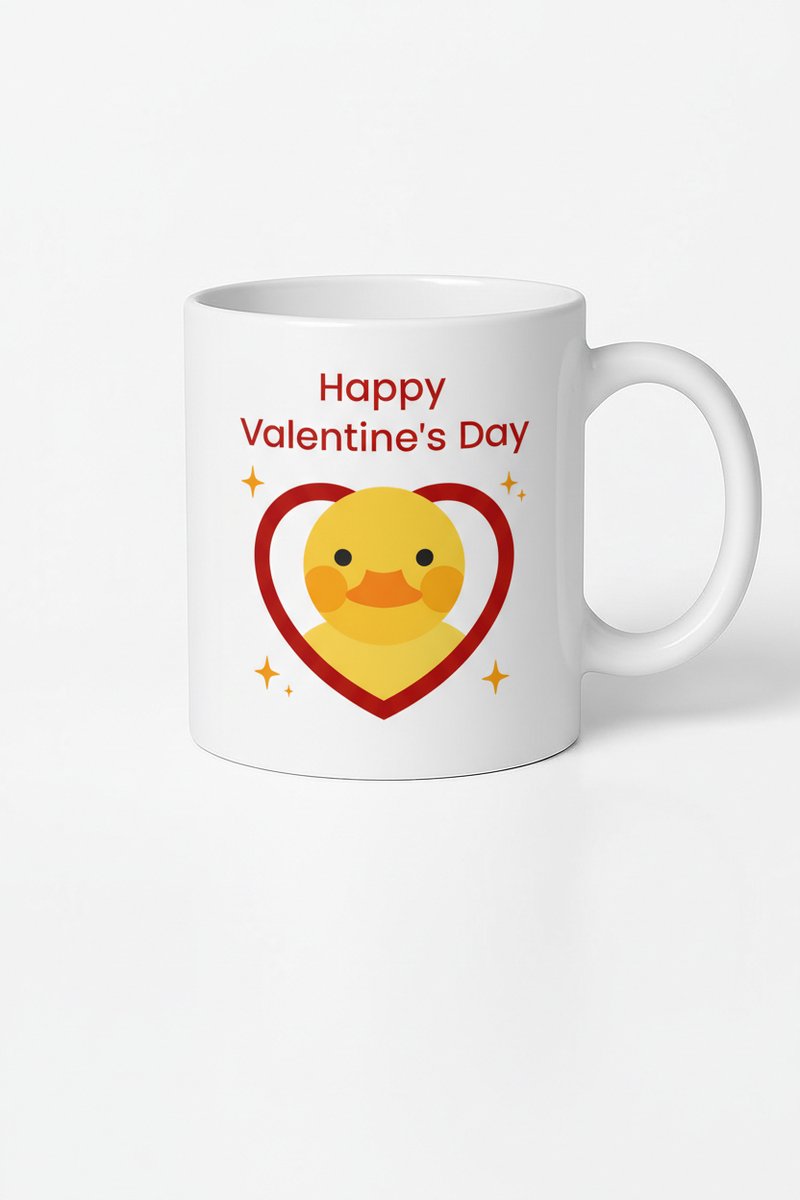 Valentijn Mok met Lief Eendje en Hart - Happy Valentine's Day Cadeau