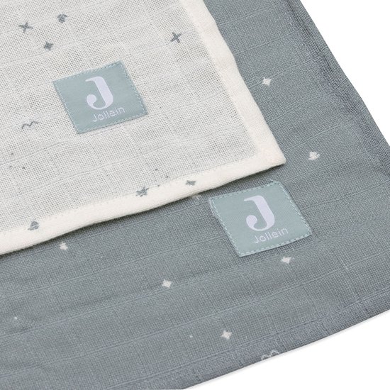 Jollein - Hydrofiele Doek Large 115x115cm - Inbakerdoek, Spuugdoekjes, Baby Doeken - Zacht Katoen - 2 Stuks - Twinkling Sea Green van Jollein — afbeelding 3