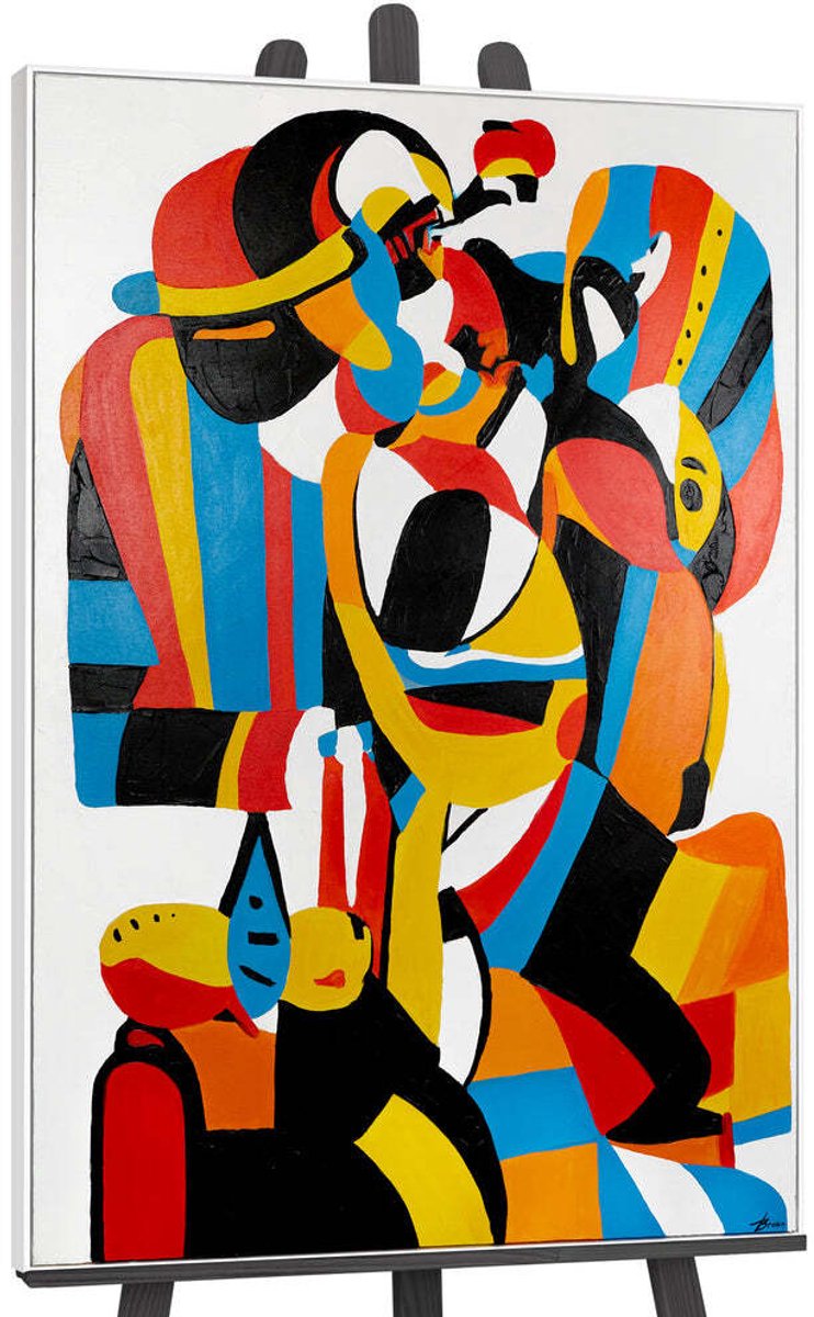 Canvas schilderij groot handgeschilderd expressieve vorm abstract krachtig – YS-Art Gallery – Expressieve wanddecoratie voor woonkamer – Modern schilderij voor hal en kantoor wit