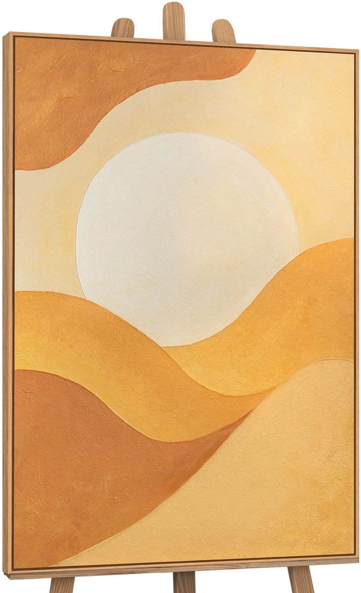 YS Canvas schilderij 140x100 cm handgeschilderd omarming van de dageraad – YS-Art Gallery – Lijst: Hout – Luxe wanddecoratie Wood