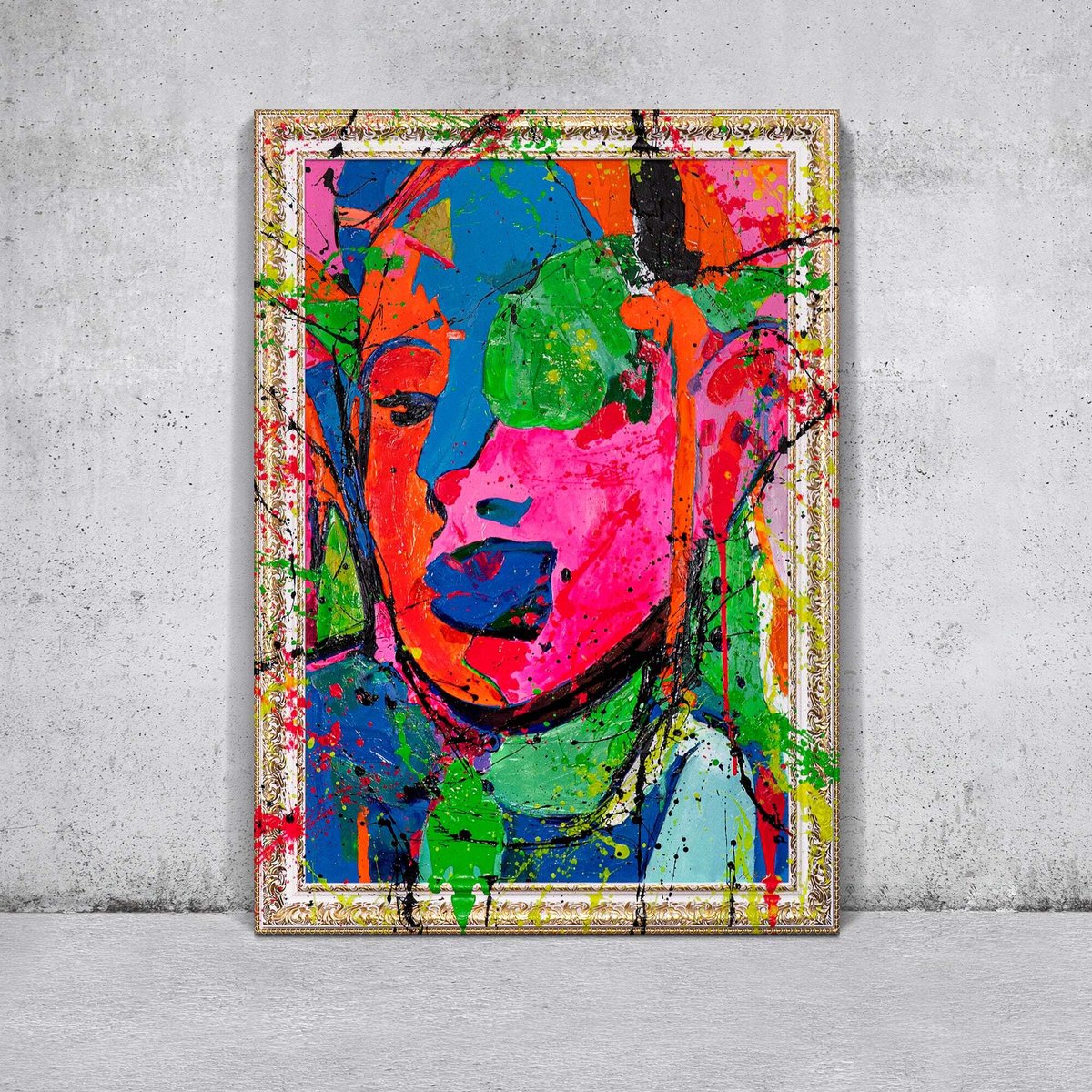 YS Schilderij - Handgeschilderd canvas schilderij - Wanddecoratie moderne Kunst - Kleurrijk - Reli?f - Muurdecoratie woonkamer - Slaapkamer decoratie - Kamer accessoires - schilderijen op canvasmetlijst - schilderij woonkamer Met lijst White 140x100