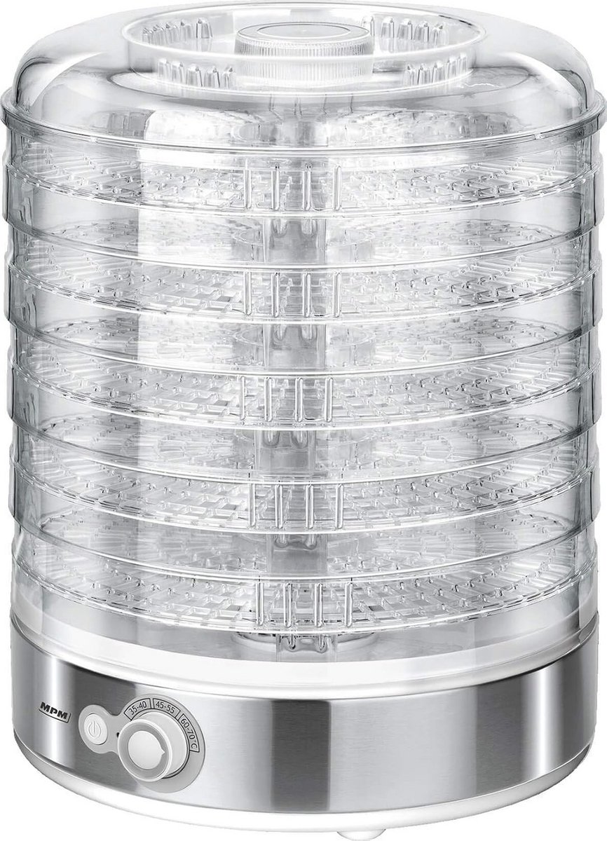 Voedseldroger met Temperatuurcontrole en 5 BPA-vrije Trays - Droogmachine voor Fruit, Groenten en Meer (35°C - 70°C)
