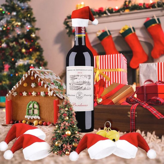 Ciieeo Unieke Mini Kerst Gebreide Muts Sjaal Miniatuur Kerstman Kerstdecoratie Gebreide Poppenmuts Voor Knutselen Kerstboomversieringen