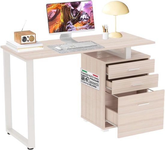 Bureau met 3 laden en 1 open vak, computertafel, bureautafel