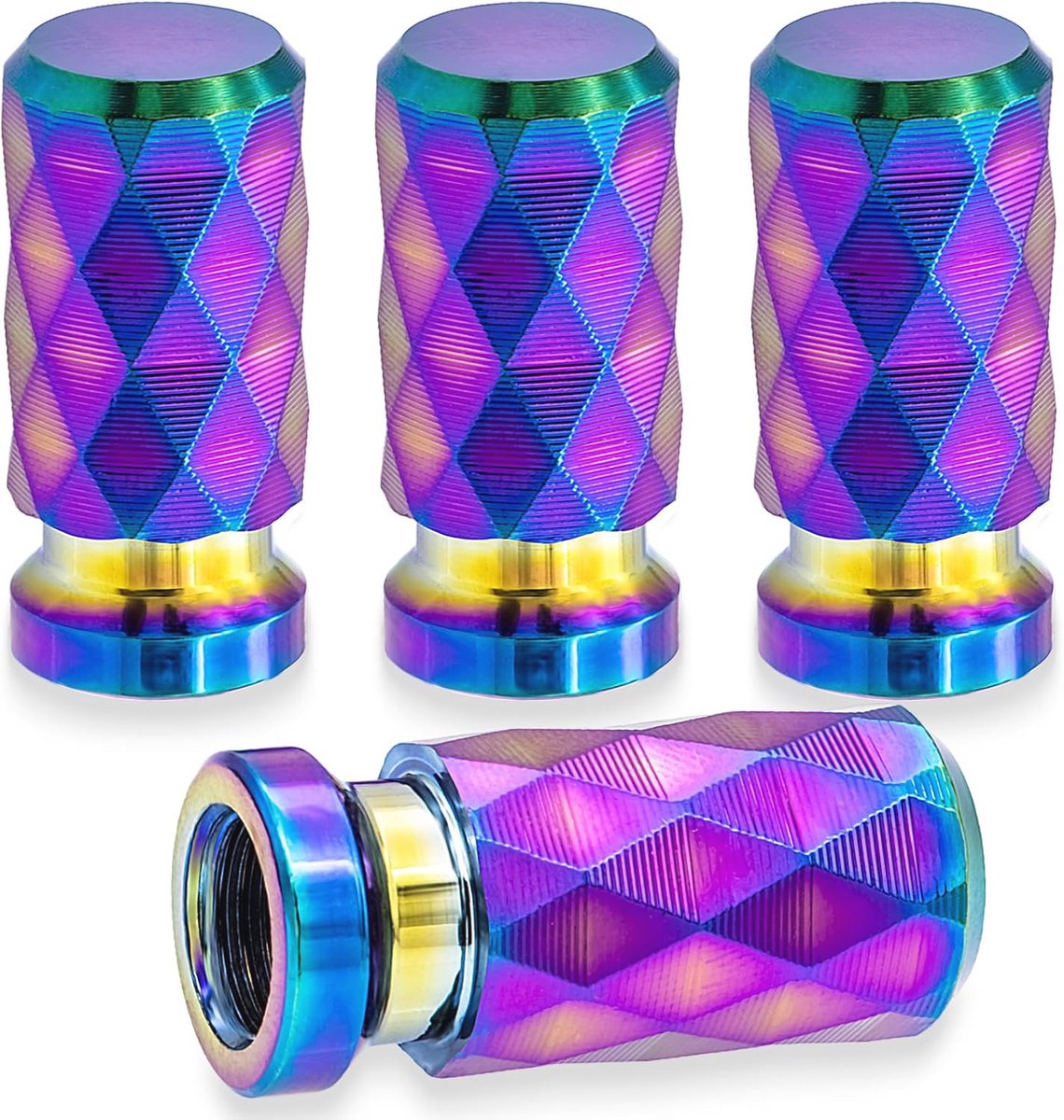 Kleurrijke Auto Band Valve Stam Caps - 4 Stuks Lekvrije Ventieldoppen voor Auto, Vrachtwagen, Fiets en Motor