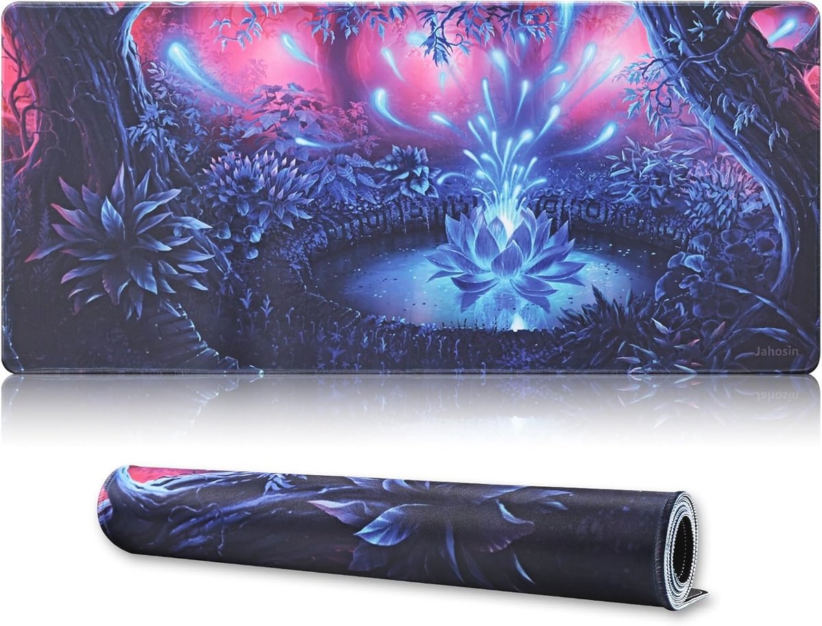 Grote gaming muismat met antislip rubberen basis en gestikte randen - 90 x 40 cm