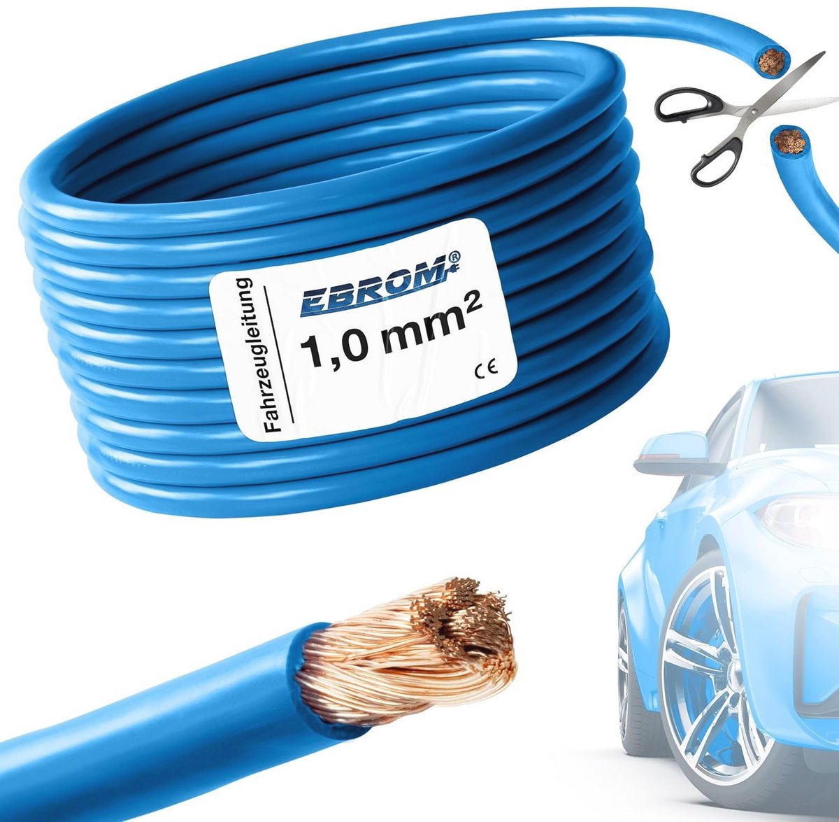 Flexibele Voertuigkabel 1mm² - Blauw - Hoogwaardige Koper - Voor Auto, Motor en Caravan