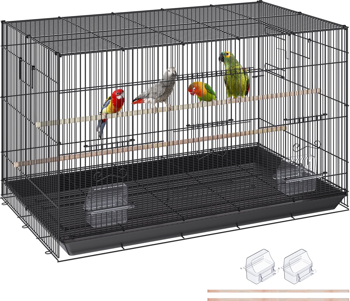 VEVOR Vogelvolière 76x46x45,5cm Vogelkooi Gemaakt van Q195 Koolstofstaal Vogelhuis voor 2-3 Middelgrote tot Grote Vogels Volière met Veiligheidsdeur Vogelhuis Vogelbouwer Zwart