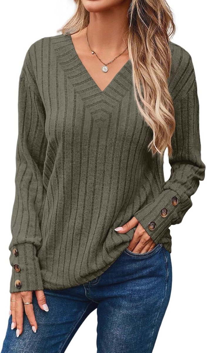 Gestreepte Damestrui met Ronde Hals - Casual en Warme Pullover voor Herfst en Winter, Maten S-XXL