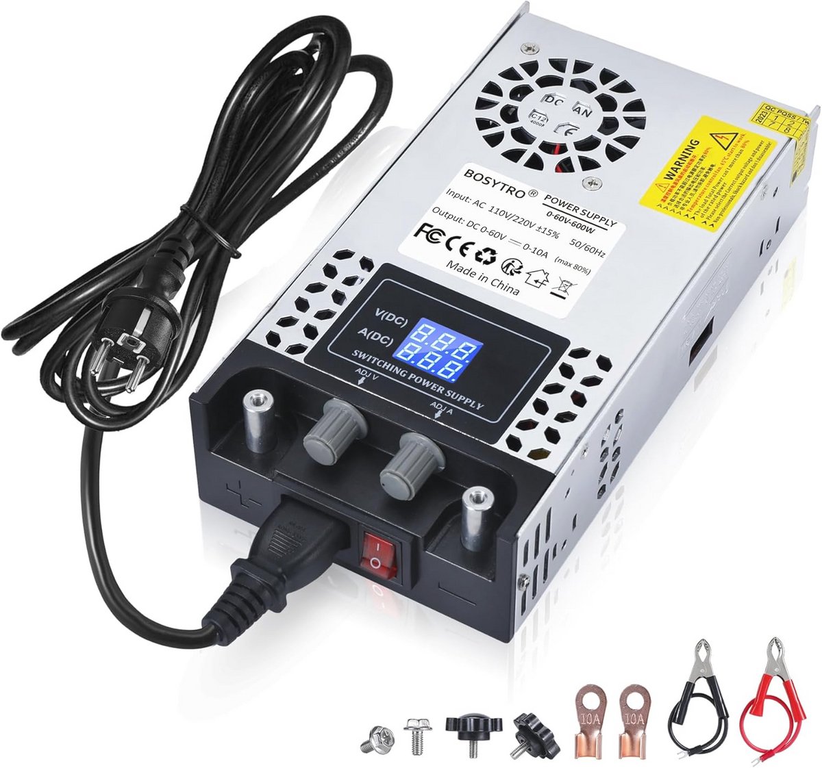 Regelbare Voeding 0-60V 0-10A 600W voor LED-strips, CCTV, 3D-printers en Laboratoriumgebruik
